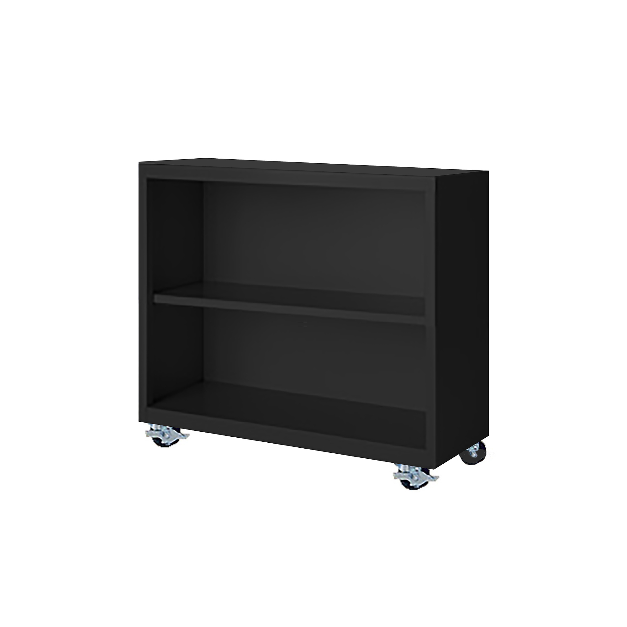 Steel Cabinets USA, 36in.x18in.x33in. Black Mobile Bookcase Fully Assembled, Height 33 in, Shelves (qty.) 2, Material Steel, Model# MBCA-363318-B